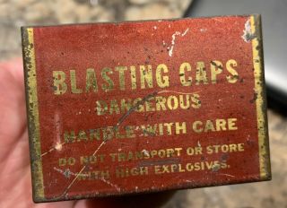 Vintage Illinois Powder Co Blasting Caps Tin,  No.  6 - 100 Ct. ,  Mining 3