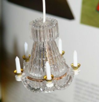 Vintage Mid - Century Modern Dollhouse Ceiling Chandelier With Candles 12v Bulb