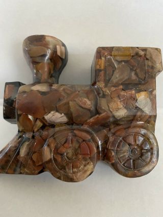 Vintage Arizona￼ Petrified Wood Train Figurine In Resin