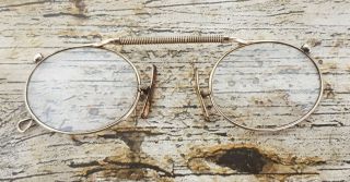 Antique 9.  5 Cm Yellow Gold Spectacles Stamped Gnp