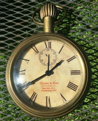 Vintage 6 " India Brass Pocket Watch Style Table Clock Thomas & Ross York