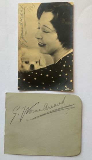 Yvonne Asuaud Handsigned Photograph 5.  5 X 3.  5 & Signed Album Page.