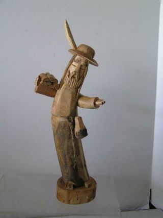 Folk Art Wood Carved Peasant Man 16 " Tall Signed And Dated By Artist