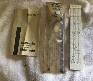 Globemaster No.  62200 5 “ Plastic Slide Rule Case Instructions Globe Master
