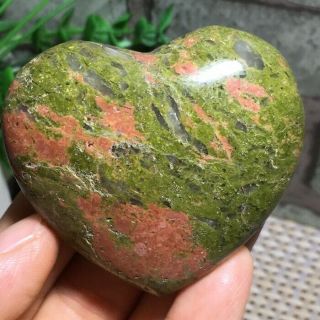 Natural Unakite Crystal Heart Shape Gem Polished Healing Stone 124g 2.  3 " A2344