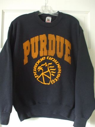 Vintage Purdue Boilermakers Sweatshirt Crewneck Size L Black 90s Ncaa Made Usa