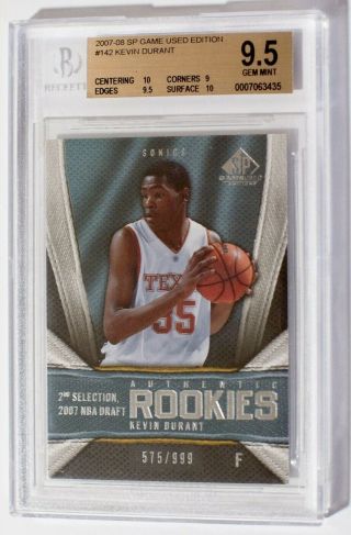 2007 Sp Game 142 Kevin Durant Rc Rookie /999 Bgs 9.  5=psa 10 - (2) 10 Subs