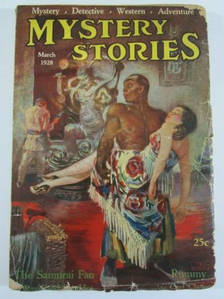 Mystery Stories Vol.  Xiii 3,  March 1928 Vg - Fred Craft Cover Scarce Pulp