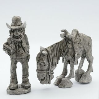 Set of 2 Boyd Perry Miniature Pewter Figurines Cowboy and Horse Buckwheat 2