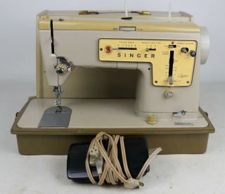 Vintage Singer Stylist Zig - Zag Model 457 Domestic Sewing Machine,  Case -