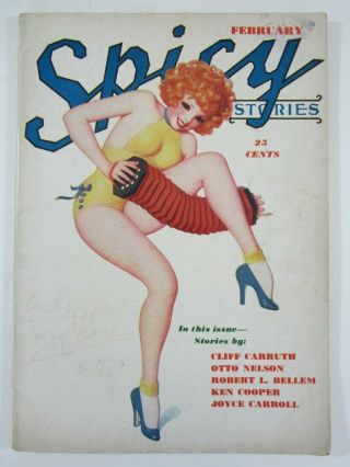 Spicy Stories Vol Viii 2,  February 1938 Vg/fn Scarce Pulp Bolles Cover