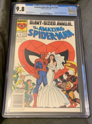 Spider - Man Annual 21 (1987) Cgc 9.  8 Wedding Issue Marvel Newsstand