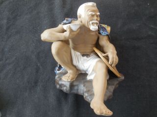 Vintage Shiwan Mud Man Clay Pottery Statue Figurine 1890 - 1919