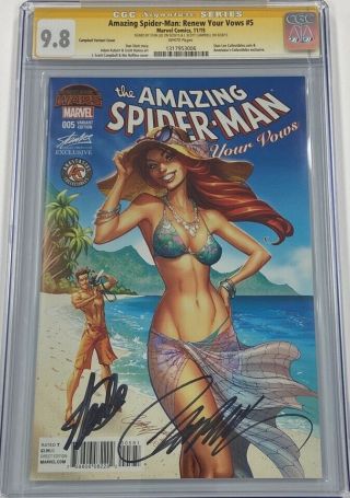 Spiderman Renew Your Vows 5 Hawaii Signed Stan Lee Campbell Cgc 9.  8 Ss