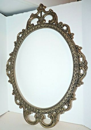 Vintage Ornate Metal Oval Picture Frame Italy 17 " X 12 "