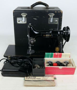 Vintage 1955 Singer 221 Featherweight Sewing Machine,  -,  See Desc.