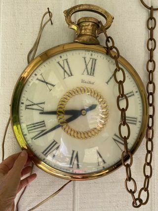 Vintage Large United Clock Corp.  Model 47 Electric Pocket Watch Wall Clock