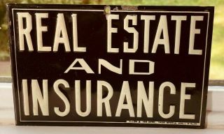 Vintage Embossed Sign Real Estate And Insurance Allen And Vandyke Brooklyn Ny