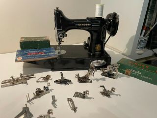 Vintage 1954 Portable Singer Featherweight 221 Sewing Machine With Case