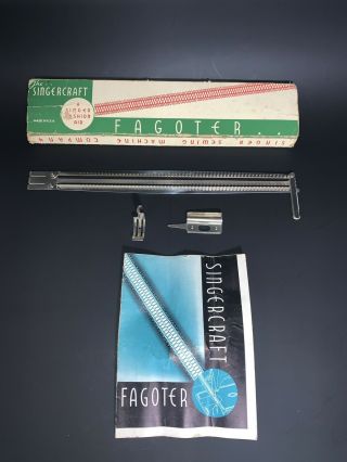 Rare Complete Vintage Singer Singercraft Fagoter Attachment For Featherweight