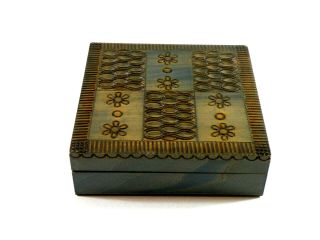Vintage Handmade Jewelry Wooden Trinket Box Made In Poland