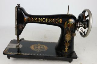 Antique 1919 Singer Model 66 Lotus Decal Treadle Sewing Machine Head Only,