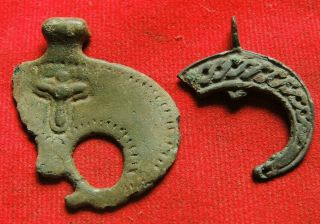 Ancient Bronze Rare Moon Pendant For Restoration Of Vikings 10 - 12 Centuries