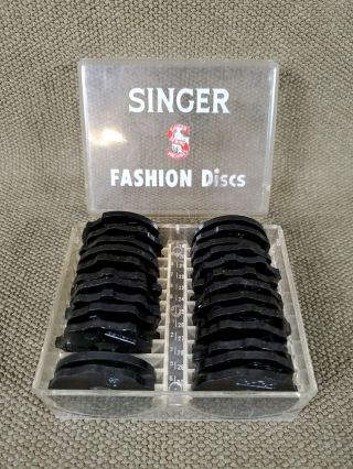 Set Of 25 Singer Simanco Sewing Flat Fashion Discs Cams Case Vintage Crafts