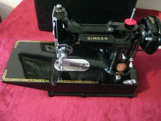 1959 Singer Featherweight 222k Red S Fitted 110 Volt Motor