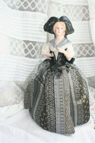 Porcelain Half Doll Pin Cushion - Provencial Lady Alsace