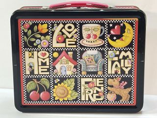 Mary Engelbreit Tin Lunch Box 1999 Love Home Family Friends 6”x 7.  75”
