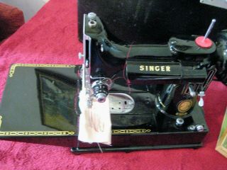 1955 Singer Featherweight 222k Fitted 240 Volt Motor In Perfect Order