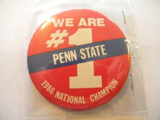 1986 Penn State National Championship Button,  National Champions - 3 " 2