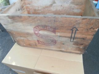 Vintage Singer Sewing Machine Wooden Crate Box