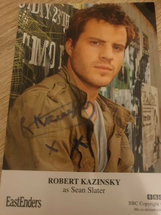 Bbc Eastenders Sean Slater Robert Kazinsky Hand Signed Cast Card Autograph