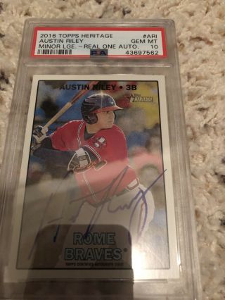 2016 Topps Heritage Minors Austin Riley Real One Auto Braves Psa 10 Rare 10