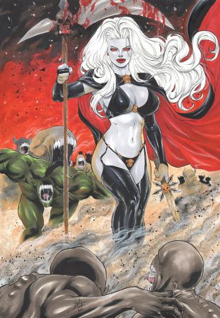 Lady Death 11x17 " Sexy Ink Color Pinup Art Comic Page By Lanio Sena