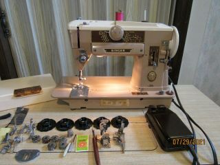Vintage Singer 401a Slant - O - Matic Zig Zag Sewing Machine