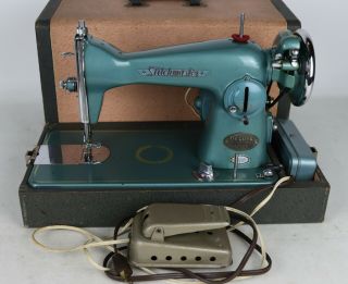 Vintage Stitchmaster Deluxe Blue Domestic Sewing Machine Japan - Tested/working