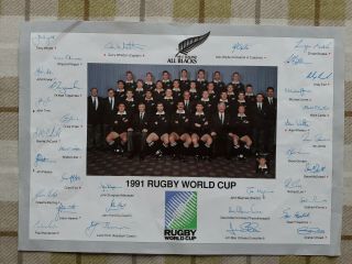 Zealand All Blacks Rugby World Cup 1991 Pre Signed Squad Paper Photo