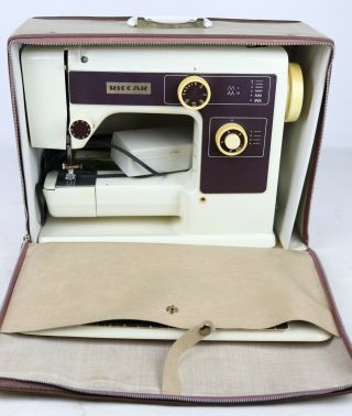 Vintage Riccar Model 404 Domestic Portable Sewing Machine W/ Case Japan -