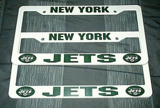 Two (2) York Jets License Plate Frames 02 -