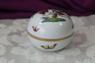 Herend Hungary Porcelain Hand Painted Birds & Butterfly Trinket Bowl
