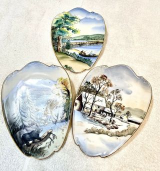 3 Vintage Lefton Hand Painted Porcelain Wall Plaques