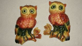 Pair Lefton Owl Wall Plaques - 4778