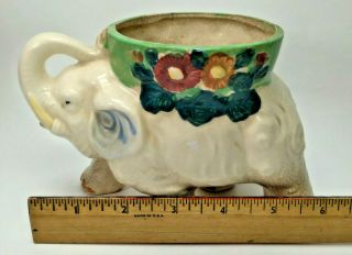 Vintage Mid Century Ceramic Elephant Planter Hand Painted Flowers 6.  5  By 4.  5