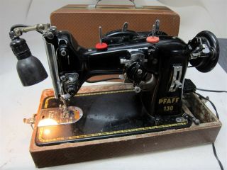 Broken Pfaff 130 Western - Germany Sewing Machine With Foot Pedal And Case As - Is