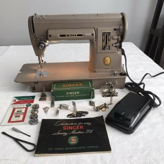 1953 Singer 301a Sewing Machine Heavy Duty Gear Drive Cords,  Serviced