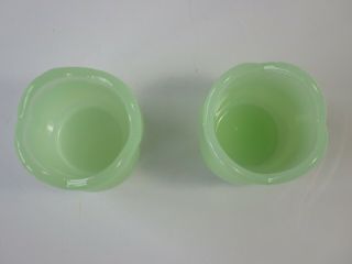 Set of 2 Jadeite Green Milk Glass Small Votive Candle Holders 2 1/2 