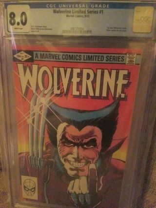 Wolverine Limited Series 1 Cgc 8.  0 White Pages Classic Frank Miller 1982